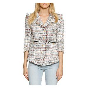 WALTER BAKER Fanta Tweed Fringe Blazer